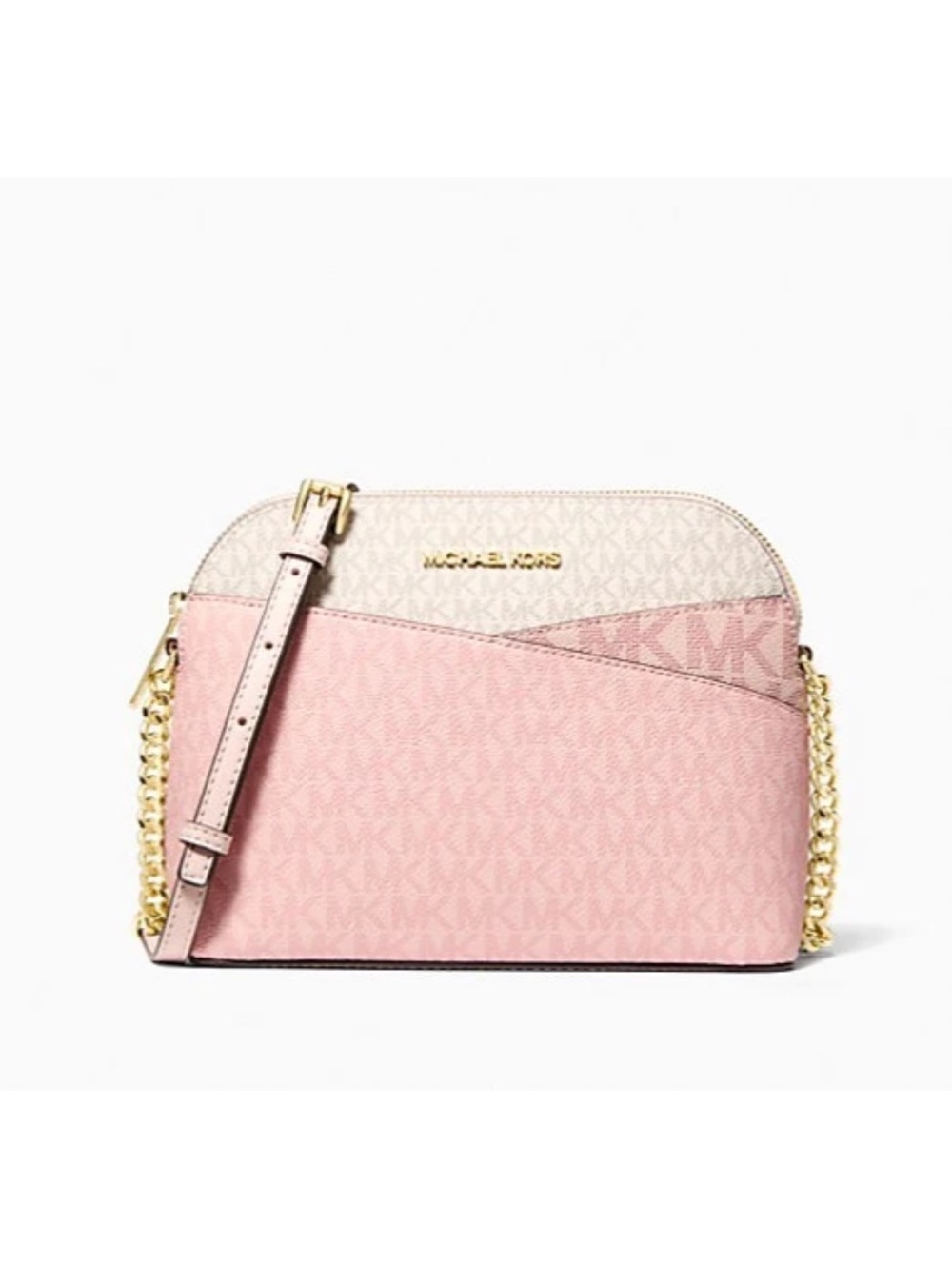 New Michael Kors Jet Set Travel Medium Dome Crossbody Powder Blush Multi